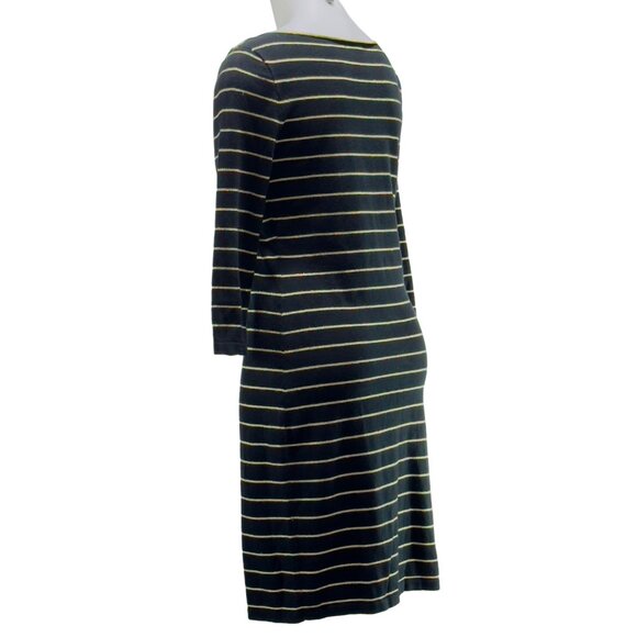CHAPS Women's Black/Gold Metallic Striped Cotton Blend Knit Dress Size M - Picture 3 of 7